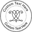 Heart-7 Embossing Seal. Choose your mount and view your custom text in a live preview. Find all your custom embossing needs at rubberstampsandseals.com
