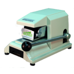 This Model is steadfast, sturdy, compact and portable.  It is safe and easy to operate. The extra long lever provides a smooth, single cutting action. This secure method of punching holes in documents permanently cancels or validates up to 8 documents.
