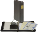 Leather Portfolio Corporate Kit is a great binder with Black Leather and Corporate name is engraved on a Brass plate, Rubberstampsandseals.com