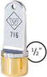 This stamp comes with a solid neoprene plug, polished aluminum case and brass cap with felt pad. It has a key hole for keychain, a heavy duty metal handle and rubber die.
Use with a separate ink pad.