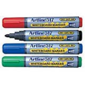 Artline EK-517 white board markers. It is an efficient product and is simple to use. This multi-surface marker has a 2.00 mm bullet tip which makes it great for all projects.