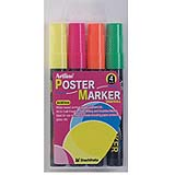 Artline EPP-4 Poster Markers are highly opaque and will write on plastic, wood, glass, rubber, paper, steel, acetate, vinyl, metal or painted surfaces. Ideal for when you want a long-lasting but not necessarily permanent outdoor marker. 4 pack.
