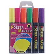 Artline EPP-4 Poster Markers are highly opaque and will write on plastic, wood, glass, rubber, paper, steel, acetate, vinyl, metal or painted surfaces. Sold in a 6 pack of fluorescent colors.