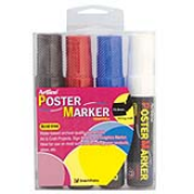 Artline EPP-4 Poster Markers are highly opaque and will write on plastic, wood, glass, rubber, paper, steel, acetate, vinyl, metal or painted surfaces. Sold in a 4 pack.