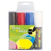 Artline EPP-4 Poster Markers are highly opaque and will write on plastic, wood, glass, rubber, paper, steel, acetate, vinyl, metal or painted surfaces. Sold in a 4 pack of primary colors.