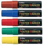 Artline EPP-12 Poster markers are highly opaque and will write on plastic, wood, glass, rubber, paper, steel, acetate, vinyl, metal or painted surfaces. Ideal for when you want a long-lasting but not necessarily permanent outdoor marker.