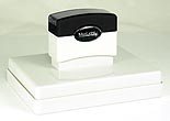 Custom Pre-Inked Stamp. Very large, great for all business and personal uses. Get up to 15 lines of text or large lettering available. 
Impression Size: 3 1/8" x 4 1/2"